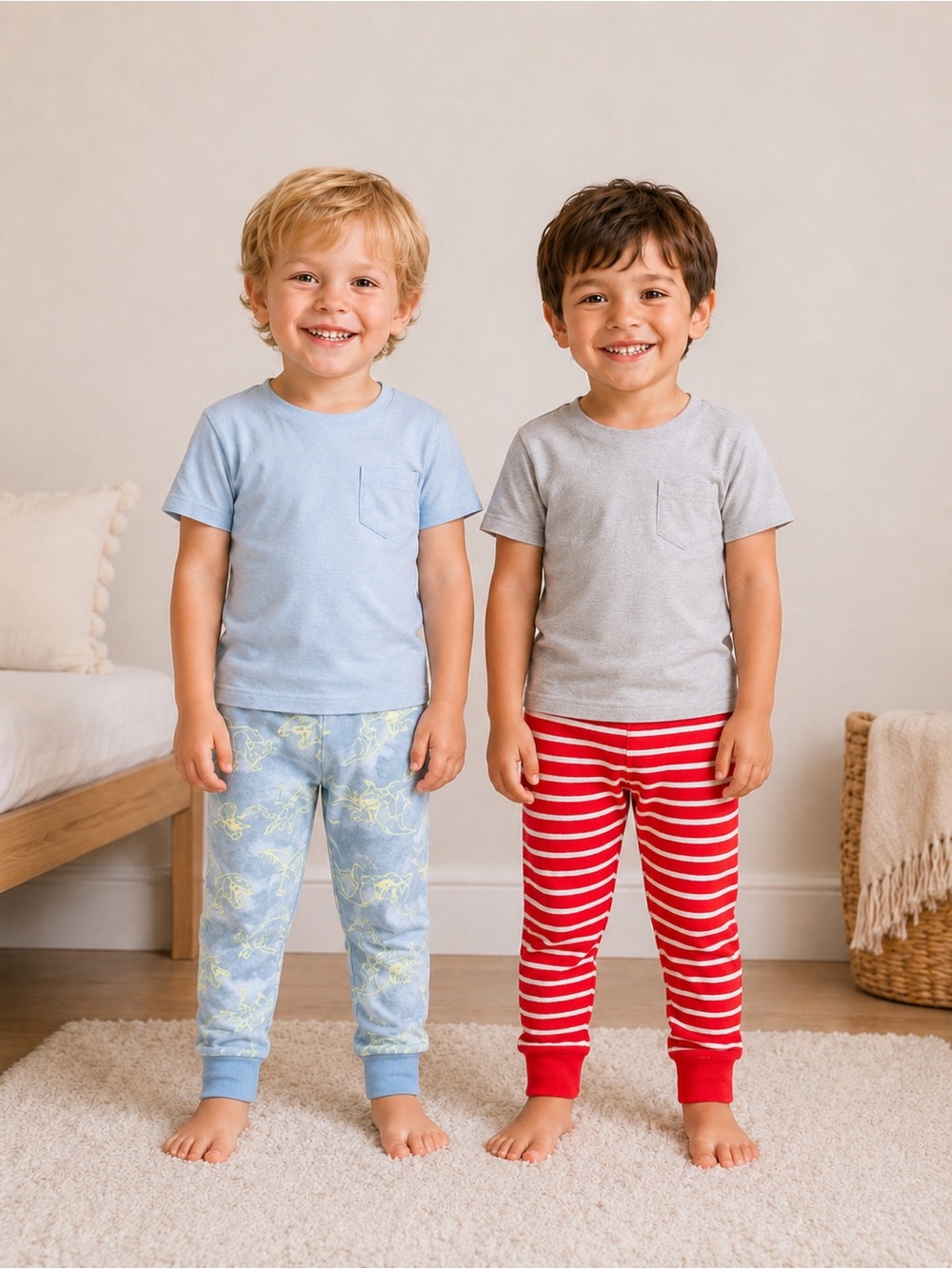 Old Navy 100% Cotton PJ Pants 2-PACK Tie Dye Dino & Candy Cane